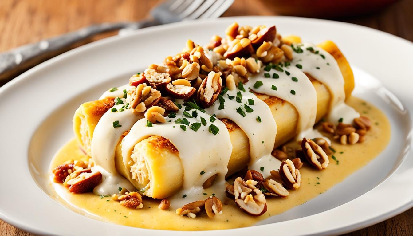 Canelone de Frango Defumado com Molho e Nozes