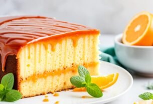 Bolo de Laranja Vegano com Calda