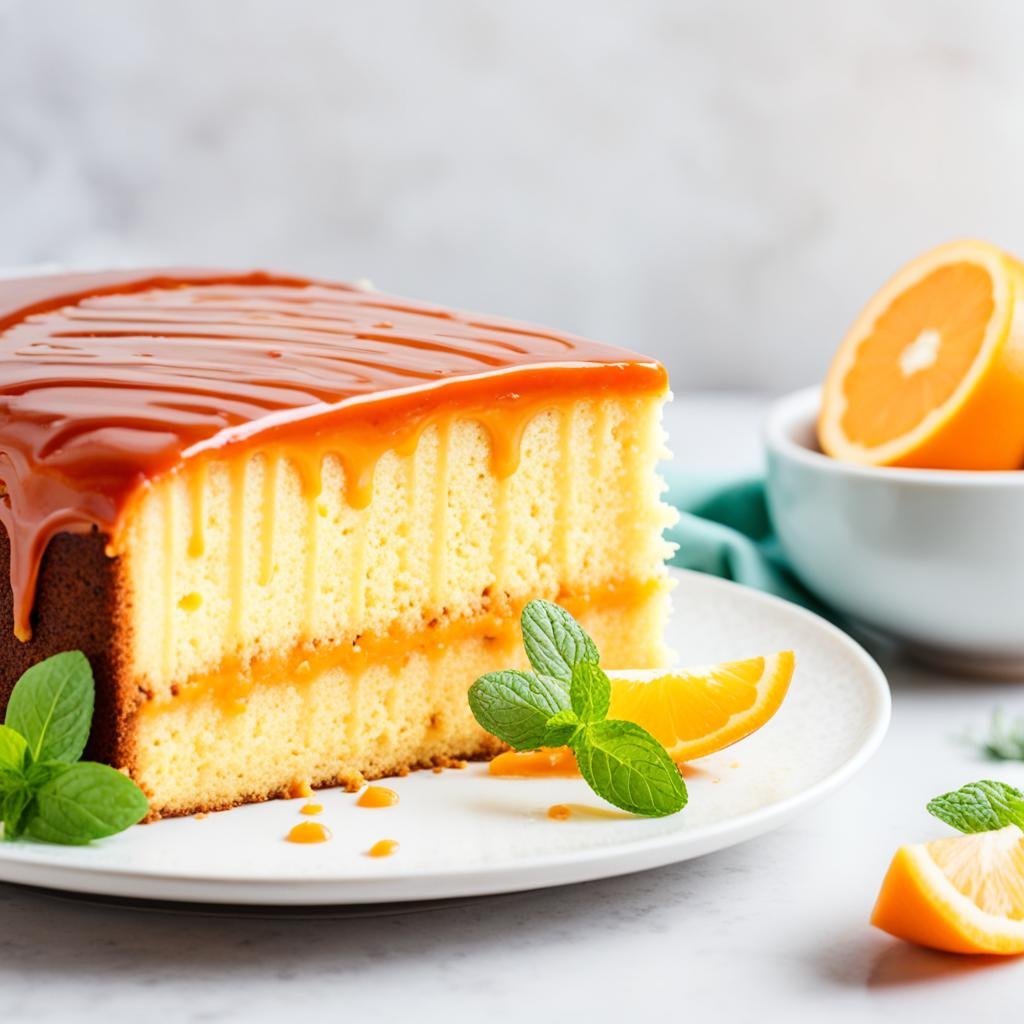 Bolo de Laranja Vegano com Calda